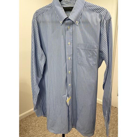 Tom Jones Corporate Image Blue/White Pinstriped Button Down Shirt - Approx. 2XL - Picture 1 of 4
